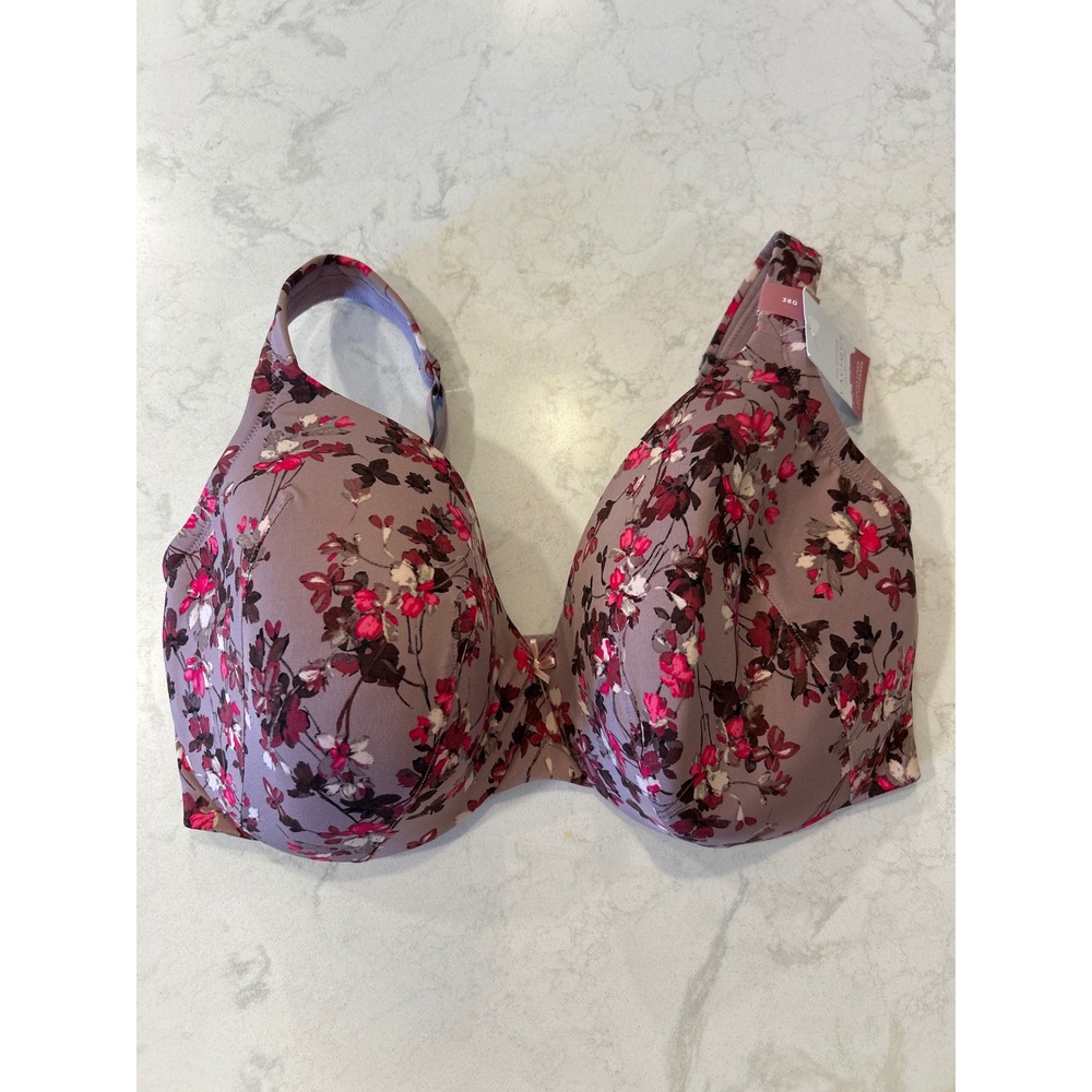 Cacique The‎ Modern Collection Floral Lightly Lined Full Coverage Bra 38G Mauve